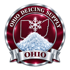 Ohio Deicing Supply badge: snowflake and Ohio outline over a salt pile